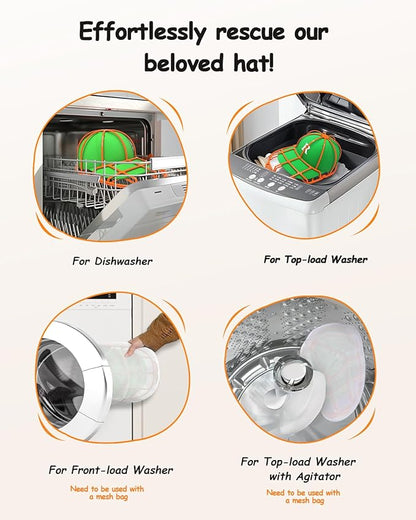 XQXA 2-Pack Baseball Hat Washer Cage | Machine-Washable Cap Cleaner Frame for Adult & Kid's Hats | Orange