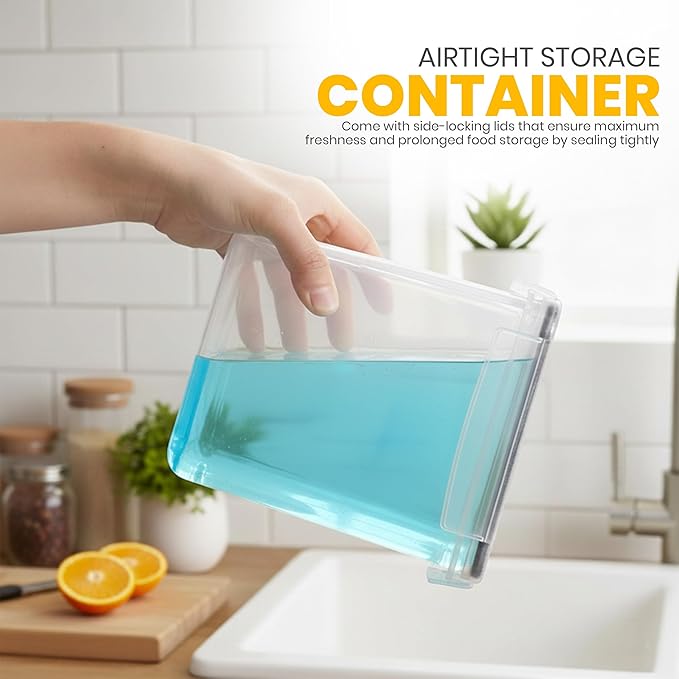 KICHLY Plastic Airtight Food Storage Containers Sets with Lids – 24 Pack BPA-Free Kitchen Pantry Organizers and Storage for Cereal, Flour, Sugar & Dry Food (Clear)