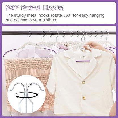VECELO 50 Pack Clothes Hangers, Non-Slip Plastic Coat Hanger, 360°Swivel Hook & Space Saving for Bedroom Closet, Great for Shirts, Pants, Excellent Heavy Duty
