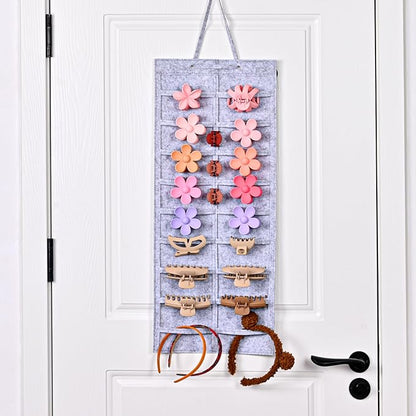 Lolalet Hair Claw Clip Organizer, 2 Pack Hanging Hair Clip Organizer Storage for Women Girl, Wall-Mounted Hair Claw Clip Holder Organizer, Claw Clip Storage Display for Wall Door Closet -Grey