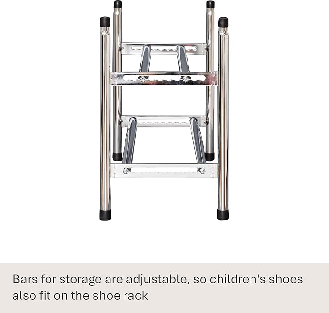 Love it Store it Metal Shoe Rack - Slim Open Shelf for up to 10 Pairs of Shoes - Extendable Stackable Very Stable - Chrome