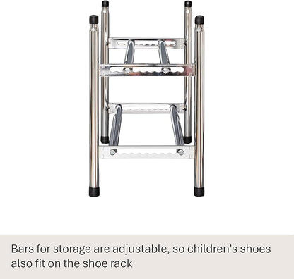 Love it Store it Metal Shoe Rack - Slim Open Shelf for up to 10 Pairs of Shoes - Extendable Stackable Very Stable - Chrome