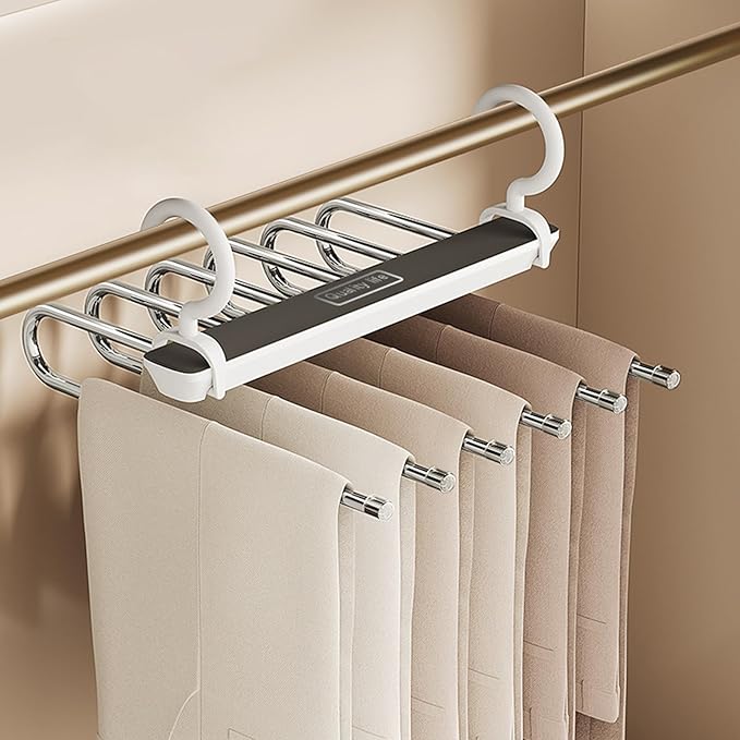 Ergocar Pants Hanger, Space-Saving Metal Wardrobe Storage, Clothes Pants and Hanger, Multi-Function Scarf Storage, 12.4*12.2