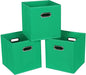 Fabric Cloth Storage Bins,Fabric Cube Bins Organizer with Dual Handles Foldable Cube Storage Baskets for Home Bedroom Storage,Set of 3,(Green)