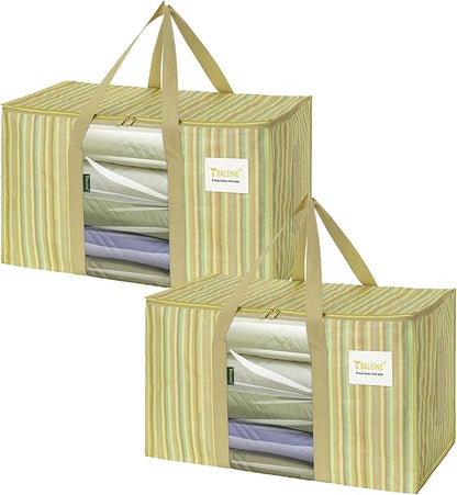 BALEINE 2-Pack Oversized Moving Bags with Reinforced Handles, Heavy-Duty Storage Tote Moving Supplies for Packaging, Camping (Color Stripe, 2-Pack)