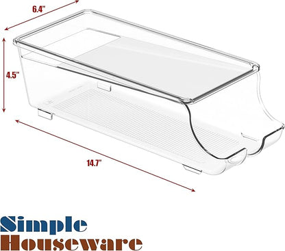Simple Houseware 4-Pack Auto-Rolling Beverage Can Organizer for Fridge, Clear Front-Loading Soda Dispenser with Smooth Glide Design, Space-Saving Refrigerator Storage Bins