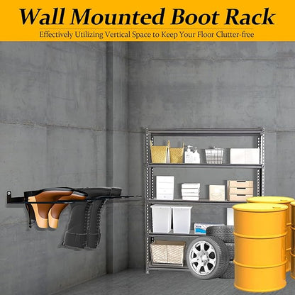 Wall-Mounted Boot Rack Organizer for Tall Boots - 4 Pair Metal Boot Organizer Including Wader Hangers, Perfect Entryway Shoe Rack for Cowboy Boots & More, Wader Rack for Entryway (2-Pack)