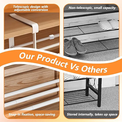 2 Pcs Expandable Shoe Rack Organizer for Closet,Adjustable Hanging Shoe Rack & Under Cabinet Shelf Under Shelf Storage for Shoes or Clothing Storage and Organization Save Space