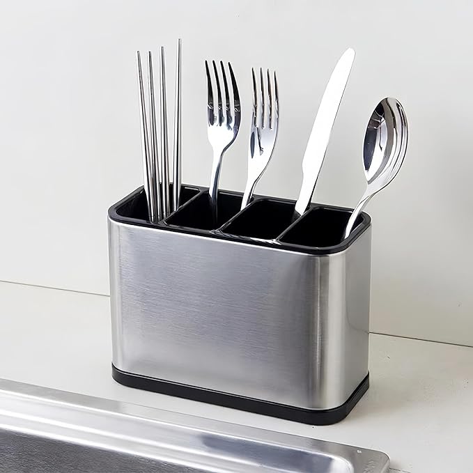 WAHSAN Flatware Caddy Stainless Steel Cutlery Holder Organizer, 7 L X 3.4 W X 5 H