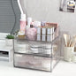 3-Tiers Makeup Organizer with Drawer, Stackable Skincare Storage Box for Vanity and Bathroom, Beauty Essentials, Cosmetic Brushes, Perfume Stand, Large Lipsticks Holder