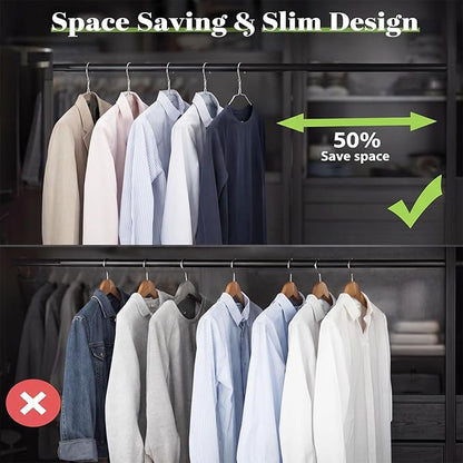 50 Pack Wire Metal Clothes Hangers 16 Inch Thin Hangers for Suits Coats Shirts Pants, Skirts, Space Saving Non Slip, 13 Gauge Silver, for Closet Organization