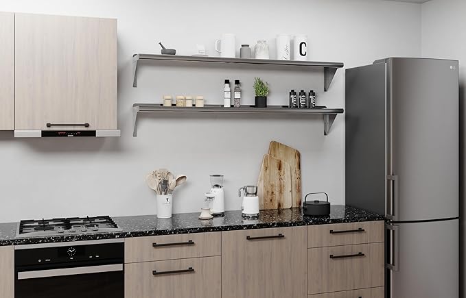 AmGood 10 in. x 60 in. Stainless Steel Wall Shelf | NSF | Metal Shelving | Garage, Laundry, Storage, Utility Room | Restaurant, Commercial Kitchen