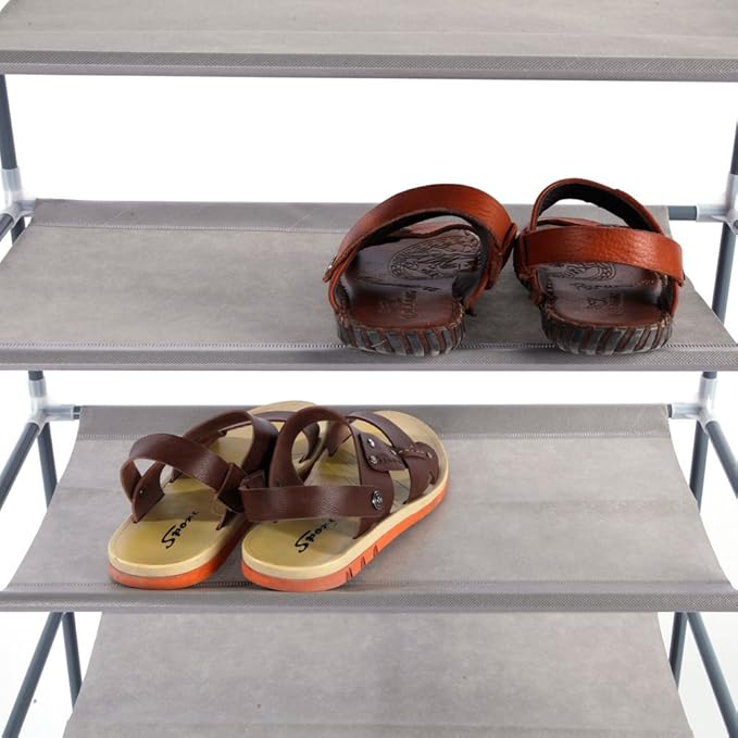 Savins Simple Assembly 10 Tiers Non-woven Fabric Shoe Rack Gray