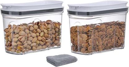 Food Dispenser Set, Airtight Food Storage Container with Lid 1.5L,2PCS BPA-FREE Plastic Pantry Organization Canisters for Nuts Quinoa Coffee and More Dry Food in Kitchen