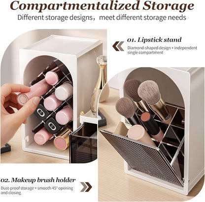 INVSSENE Stackable Makeup Organizer Countertop, Storage Perfume Skincare Cosmetic Lipstick Face Mask Makeup Brush Palettes, Ideal for Vanity Bathroom Counter