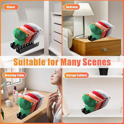 Hat Stand for Baseball Caps, 2 Pack No Install Acrylic Hat Organizer for 14 Baseball Caps Storage Organizer, Hat Racks Hat Holder Display and Organization for Closet, Bedroom, Dresser (Black-2Pack)