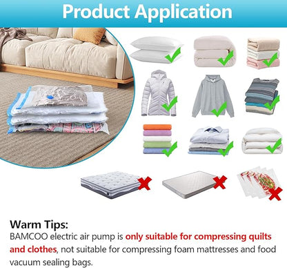 Electric Pump for Vacuum Storage Bag, Vacuum Seal Bags for Clothing Pump for Compression, Portable Vacpack Air Pump for Various Vacuum Bags for Travel Blue(Storage Bag Not Included)