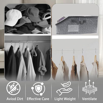 Stackable Hat Storage for Baseball Caps, Holds up to 30 Caps with Cardboard, Hat Organizer for Women & Men, 2 PCS Hat Storage Boxes for Closet, Grey