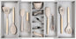 KitchenEdge Adjustable Kitchen Drawer Organizer for Utensils and Junk, Food-Safe Contract Grade with 100% Sustainable Wood, Expandable from 19 to 33 Inches Wide - Gray Bamboo