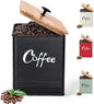 Airtight Coffee Canister-Coffee Container, Airtight 40 oz Large Iron Black Storage Container for Coffee Grounds, Beans, Pods & More,Coffee Bar Accessories & Gifts
