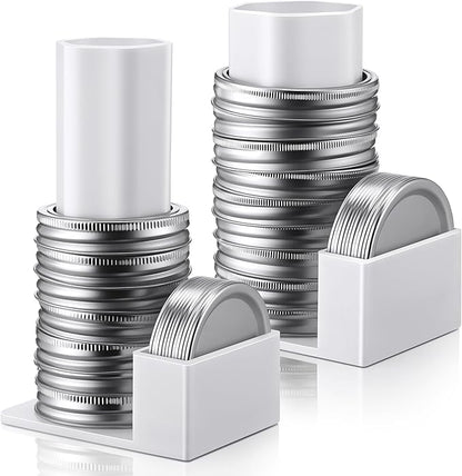 Feekoon Mason Jar Lid Organizer & Holder 2 Pack, Lid Storage Organizer for Regular & Wide Mouth, Removable Sleeve Design Holds 20 Lids & 20 Rings, Mason Jar Accessories for Kitchen Cabinet Storage
