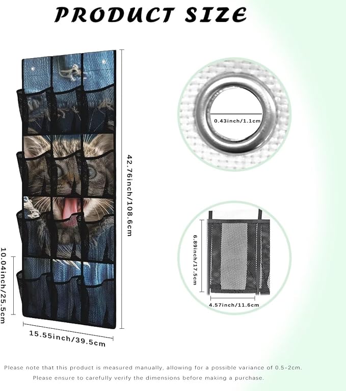 Jeans Cat 12-Pocket Sports Gear Organizer - Ventilated Mesh for Shoes, Water Bottles, Towels - Gym & Locker Room Storage