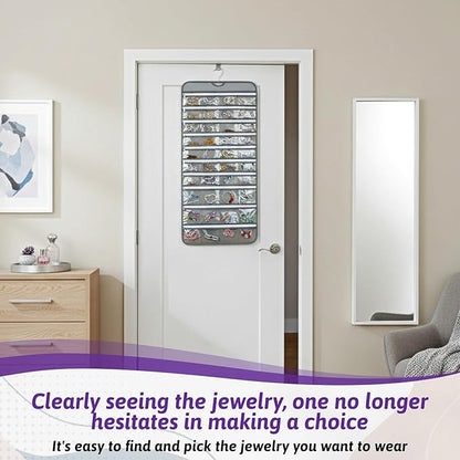 2 Pack Hanging Jewelry Organizer with 80 Zippered Pockets, Dual-Sided Dustproof Foldable for Travel, Accessories Organizer for Holding Jewelries, Earring Organizers and Storage