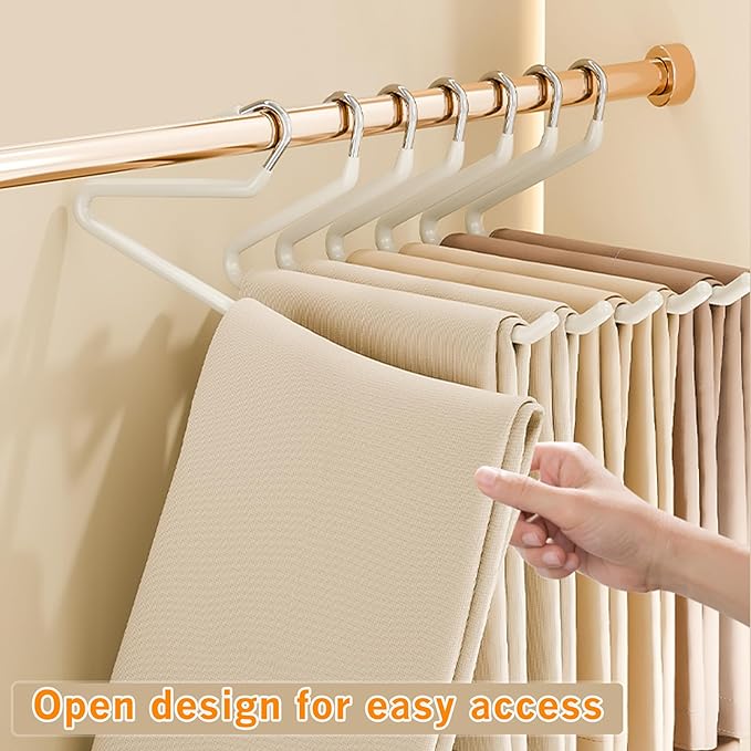 Alise Pants Hangers,Open-Ended Metal Pant Hanger10 Pack Non Slip Pant and Jean Hanger for Closet Space Saving Clothes Hanger,Versatile Hangers for Heavy Pants, Jeans, Trousers, Scarf,White