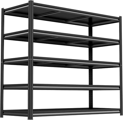 Heavy Duty Garage Shelving Unit, 5-Tier Adjustable Metal Storage Shelves, High-Capacity Storage Rack, 3000LBS Utility Shelf for Garage & Basement, Tool Organization, Warehouse, 78" H, Black