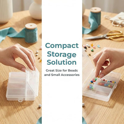 Small Bead Organizer Mini Box Plastic Divided Storage Container with 6 Compartments Craft Jewelry Boxes with Divider Travel Item Containers and Compartment Box for Beads and Accessories