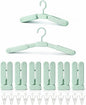 6 Pack Foldable Travel Hangers with 12 Clips, Portable Collapsible Clothes Hanger for Travel, Cruise, Hotel, Camping, Dorm, Space Saving Laundry Solution for Small Spaces (Light Green)