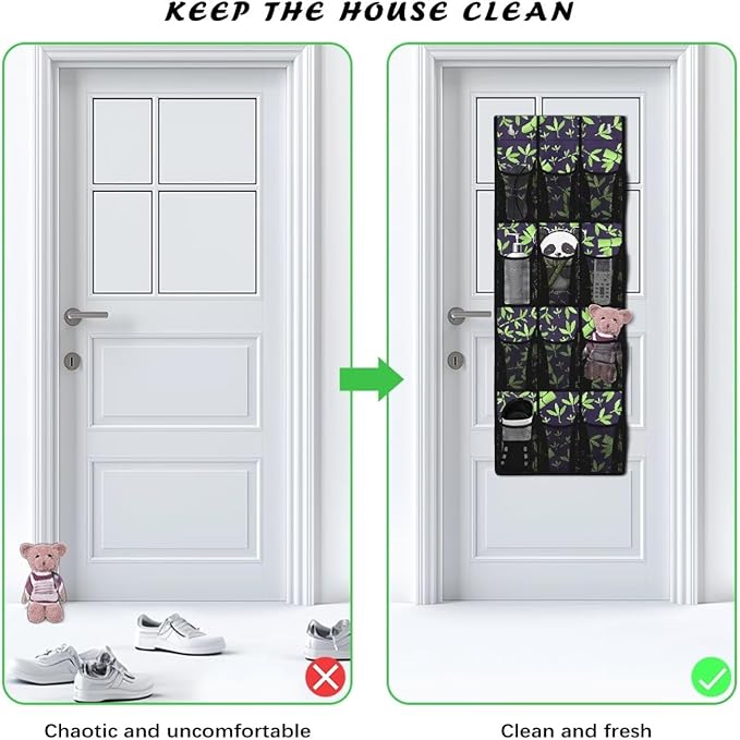 Generic Cute Panda Over The Door Clothes Storage Organizer Dirt-Resistant Closet Door Organizers and Storage Hangin The Simple But Stylish Design Style Adds A touch of Color to Entrances Office