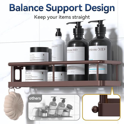 YASONIC Shower Caddy 3 Pack Rustproof Shower Organizer, Large Capacity Shower Shelves for Inside Shower, Bathroom Organizers and Storage with Soap Holder and 12 Hooks, Adhesive Shower Storage Bronze