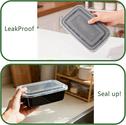 Evmliy 10Pack 28oz Meal Prep Containers Disposable Food Storage Containers with Lids, 1-Compartment Reusable Food Storage Plastic Stackable To Go Boxes Microwave, Freezer, Dishwasher Safe