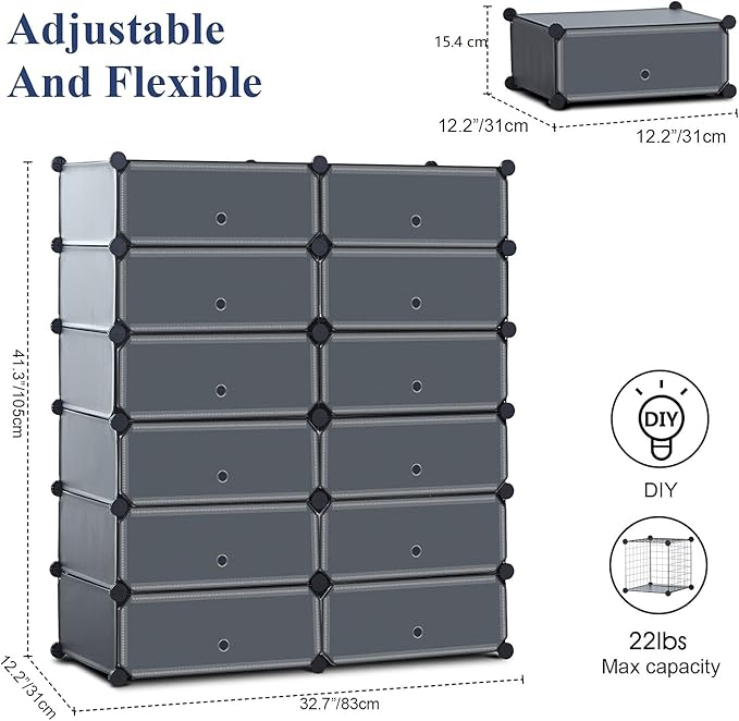 Portable Shoe Rack Organizer, 6-Tier Storage Shoe Cabinet for 24 Pair, Shoe Organizer for Heels, Boots, Slippers