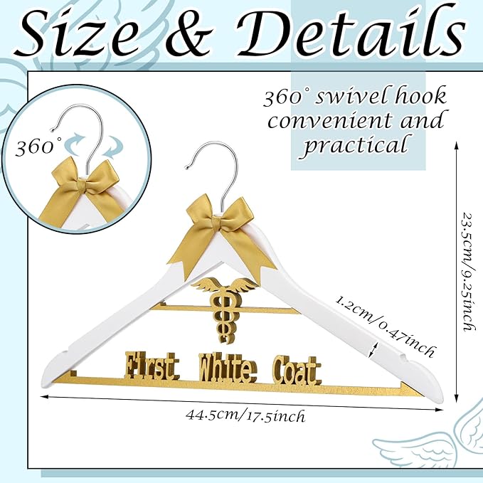 Reallnaive First White Coat Hanger Medical Student Graduation Gift for Pharmacist New Doctor PhD Gift White Coat Ceremony Med School Graduation Congratulation Favor