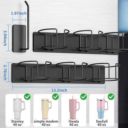Magnetic Stanley Cup Holder for Refrige, Magnetic Water Bottle Holder for Stanley Water Bottle 40 oz with Handle, Stanley Lid Organizer for Stanley Cup Accessories