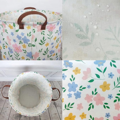 Girls Laundry hamper Baby Girl Hamper Kids Toy Storage Organizer Bins Gift Basket for Bedroom Decor(Flowers)