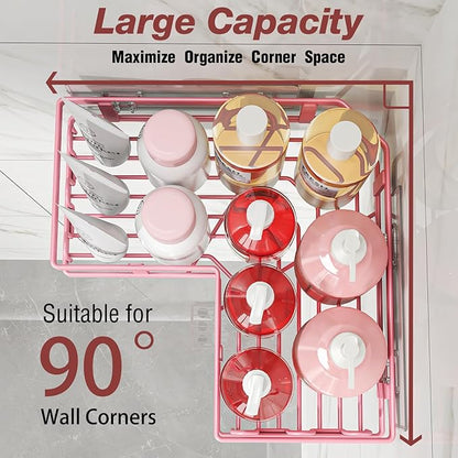Youvip 4-Pack Adhesive Corner Shower Caddy with Soap Holder, No Drilling Wall Mounted Shower Shelves-Rustproof, Organizer for Bathroom, Kitchen & Home Decor. Pink
