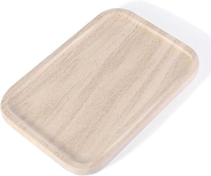Karibiber Marble Vanity Tray, Bathroom Tray Countertop, Decorative Dresser Organizer, Perfume, Jewelry Holder, Beige Stone Serving for Kitchen Sink Storage(MOCA Cream)