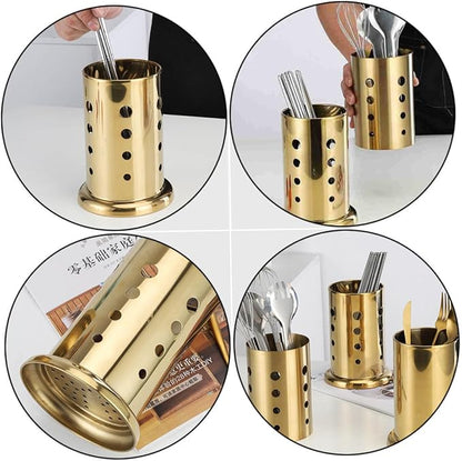 PRETYZOOM 2pcs Stainless Steel Chopsticks Holder Versatile Utensil Organizer for -saving Design for Chopsticks Forks and Spoons Gold Base