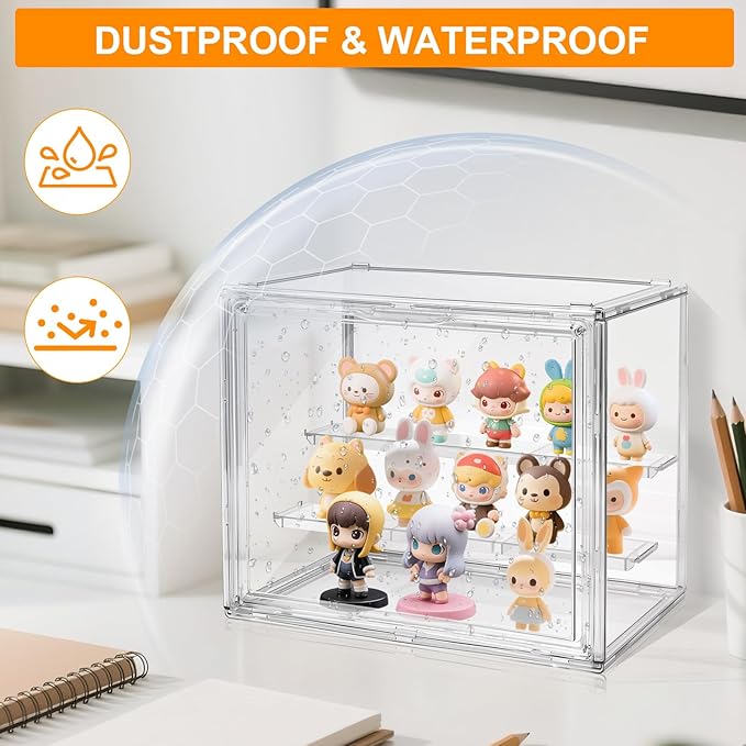 Acrylic Display Case for Collectibles Clear Display Box for Figures with Magnetic Door, Stackable Design, Dustproof, Miniature Display Shelf for Action Figures,Display Box Display Case(1PCS)