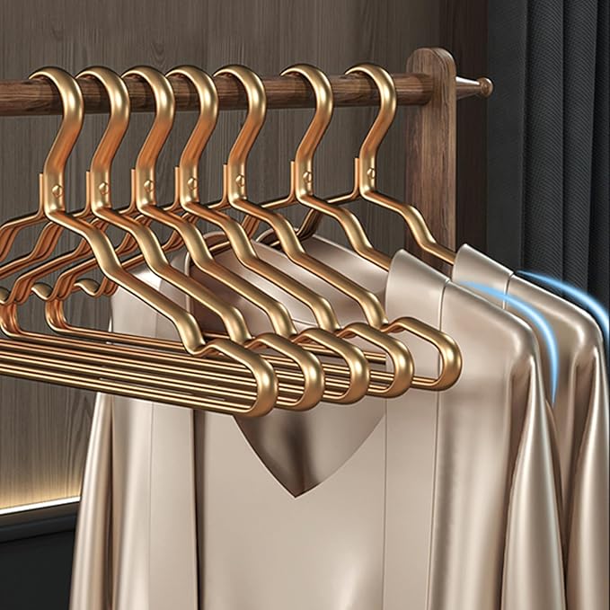20 Pack Gold Aluminum Coat Hangers, 16.5” Premium Matte Hanger, Lightweight Smooth & Sturdy for Standard Size Suits, Clothing, Jacket, Pant, Dress, Shirts, Skirts