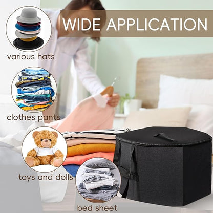 Extra Large Hard Shell Hat Travel Case for Women & Men - Portable Cowboy Hat Box Organizer with Handle Fits up to 9 Hats (17x11 Inch)