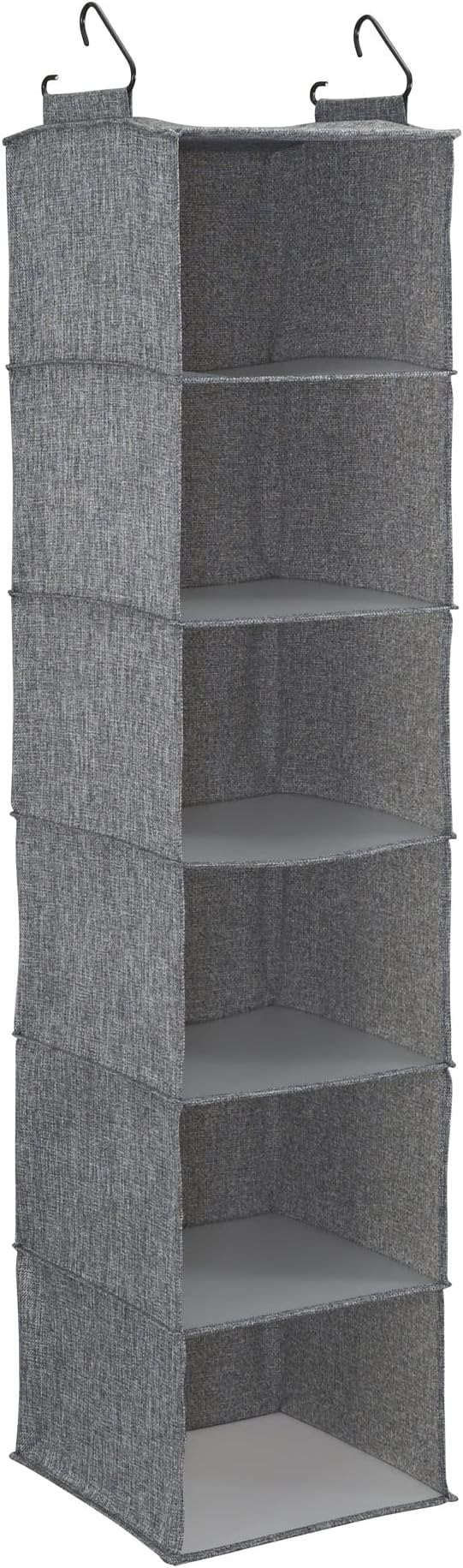 Household Essentials 6 Shelf Hanging Closet Organizer, Hanging Closet Shelf, Fabric Poly Linen and PEVA Shelving