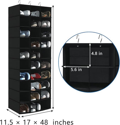 Libeder Hanging Closet Organizers 30 Section Shoe Shelves, Shoe Storage Hanging Shoe Rack, Space Saving Shoe Holder, Black