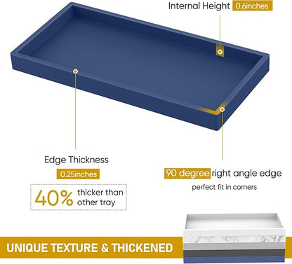 Bathroom Counter Tray,EG-SIPRO High-Grade Thickened Silicone Vanity Tray,Shatterproof Durable Rectangle Tray Soap Dispenser for Countertop,Sapphire Blue,Small+Large (EGTRAY)