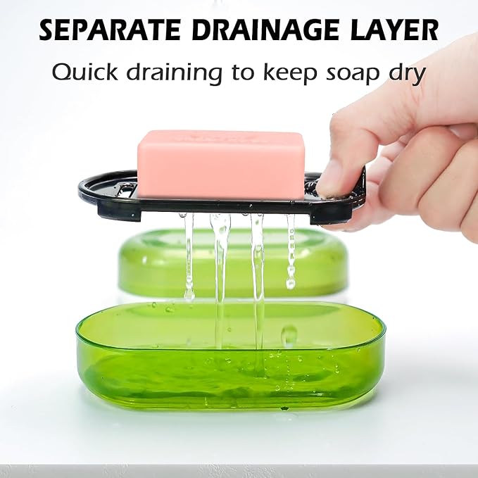 AIDIMMING Travel Soap Case, Bath Soap Holder, Bar Soap Dish with Lid for Traveling,Portable Bar Soap Container for Traveling, Camping, Gym, Bathroom (Green)