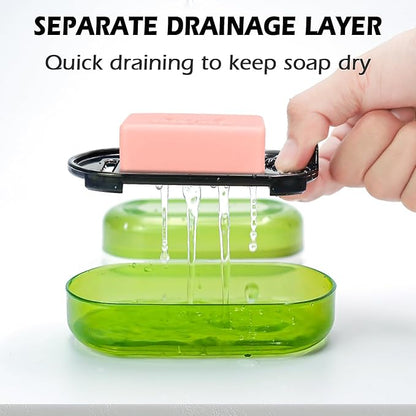 AIDIMMING Travel Soap Case, Bath Soap Holder, Bar Soap Dish with Lid for Traveling,Portable Bar Soap Container for Traveling, Camping, Gym, Bathroom (Green)