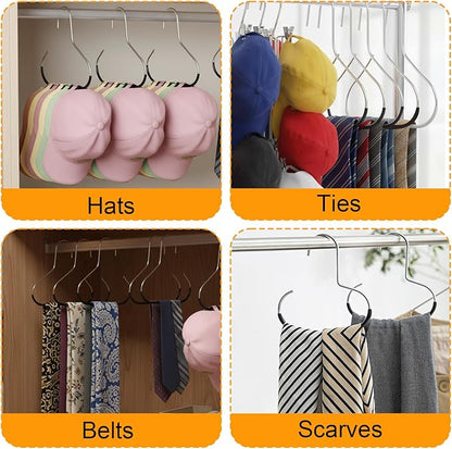 4 PCS Hat Organizer for Baseball Caps, Black Hat Storage Hook Stainless Steel Hat Hangers for Closet Hat Rack Hat Holder for Baseball Caps Cap Organizer for Cap Tank Top Belt Tie Purse Bra